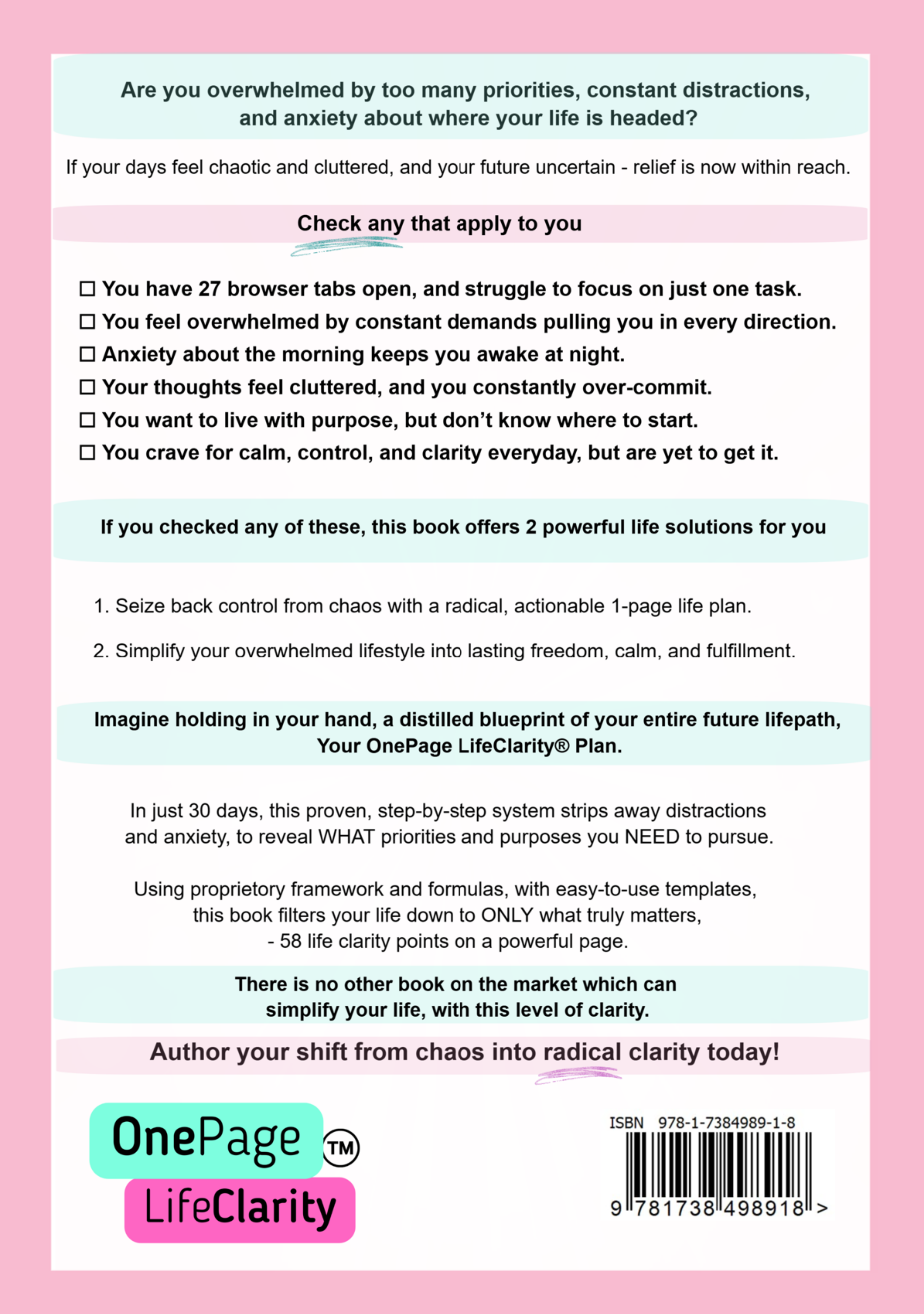 OnePage LifeClarity® (PDF Ebook)