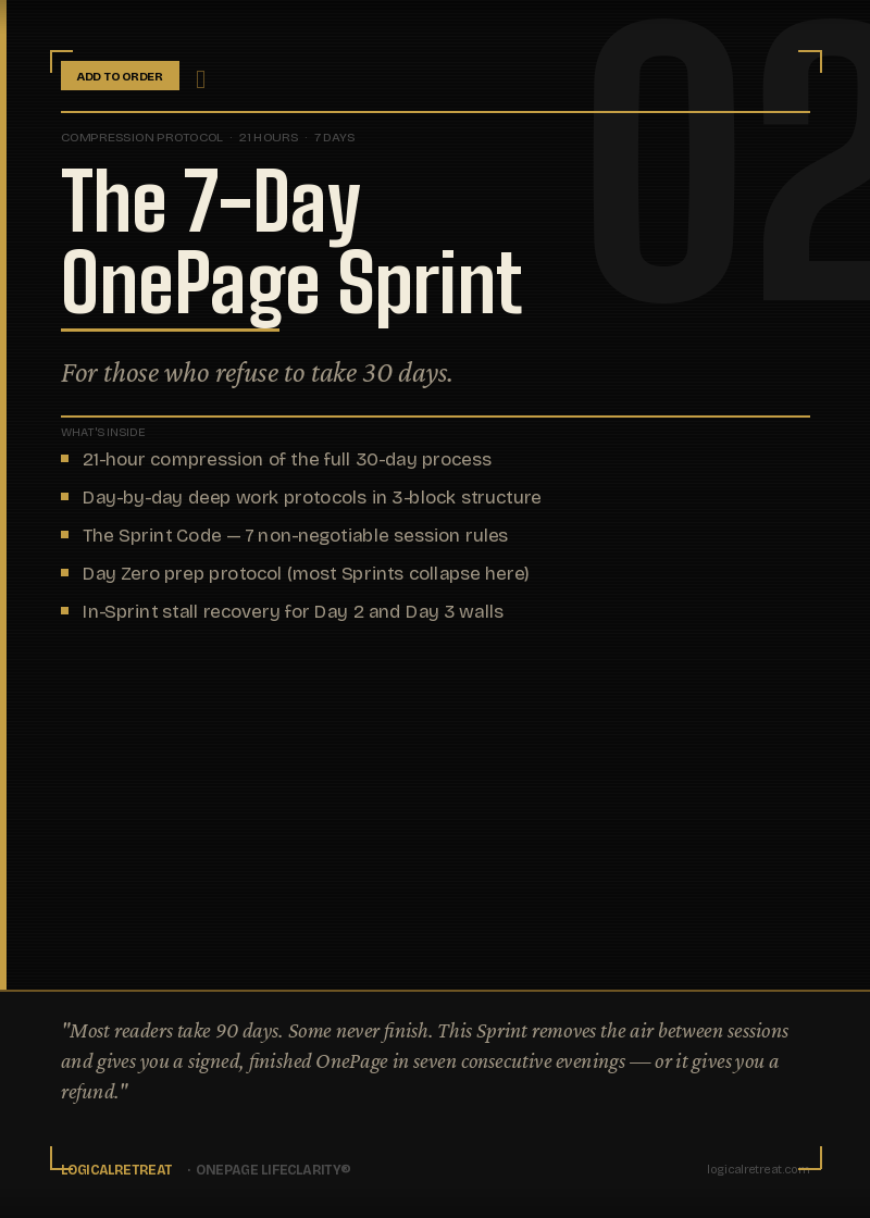 The 7-Day OnePage Sprint — Compression Protocol